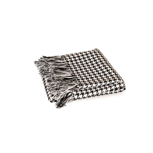 Celine Knitted Houndtooth Throw Blanket - White/Black