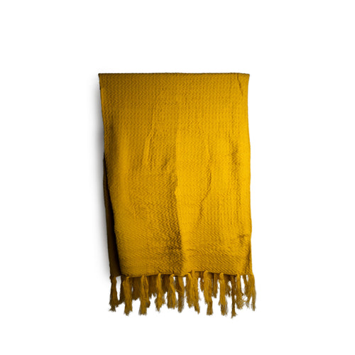 Celine Knitted Throw Blanket - Mustard