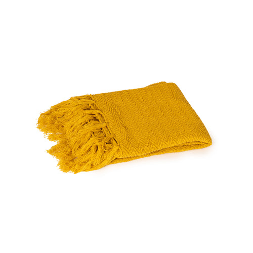 Celine Knitted Throw Blanket - Mustard