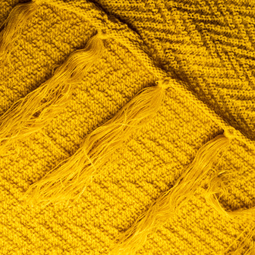 Celine Knitted Throw Blanket - Mustard