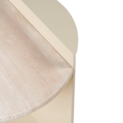 Travertine Marble & Metal Side Table