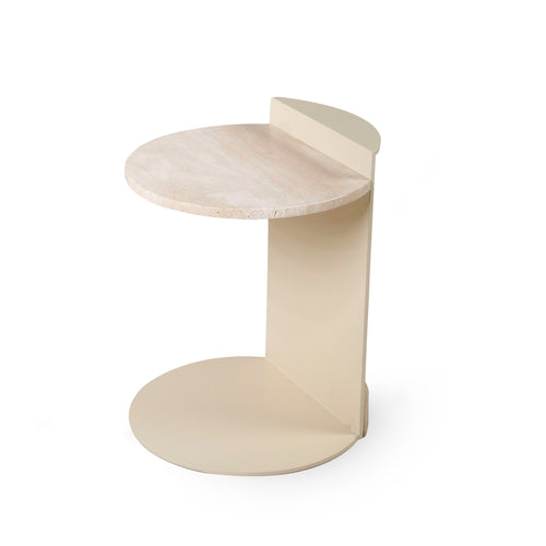 Travertine Marble & Metal Side Table