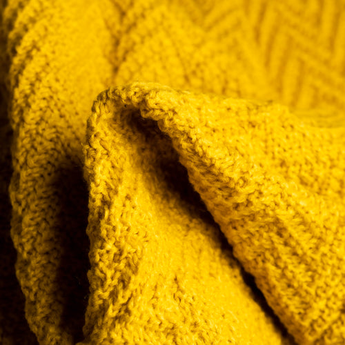 Celine Knitted Throw Blanket - Mustard