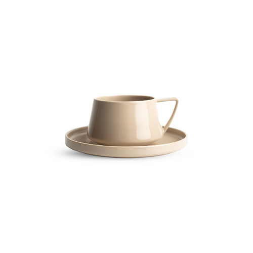 Angled Ceramic Cup with Saucer