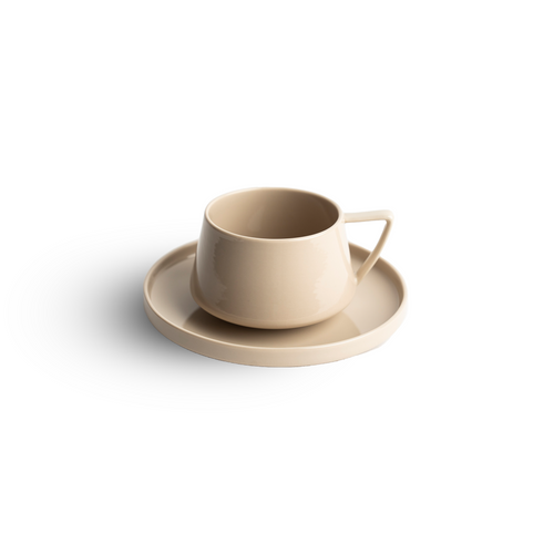 Angled Ceramic Cup with Saucer