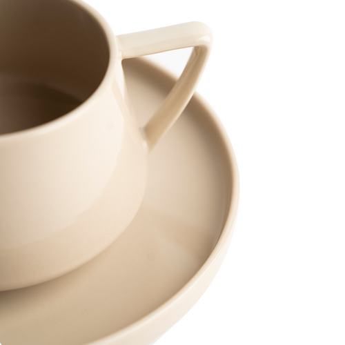 Angled Ceramic Cup with Saucer