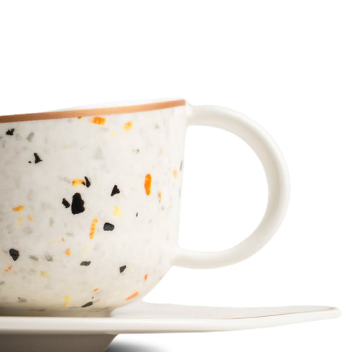 Terrazzo Ceramic Tea/Coffee Cup Orange