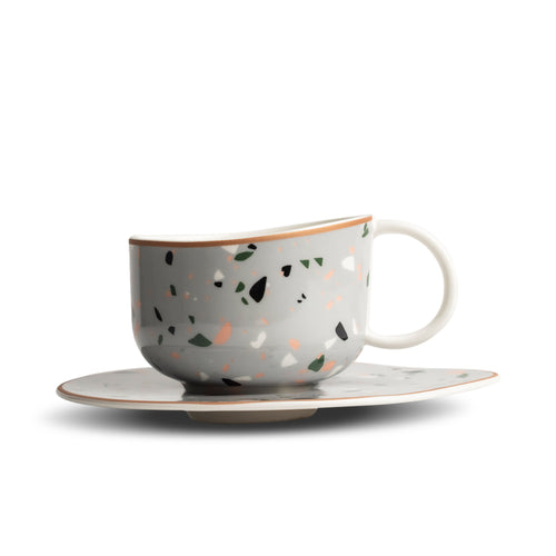 Terrazzo Ceramic Tea/Coffee Cup Grey