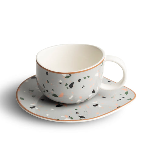 Terrazzo Ceramic Tea/Coffee Cup Grey