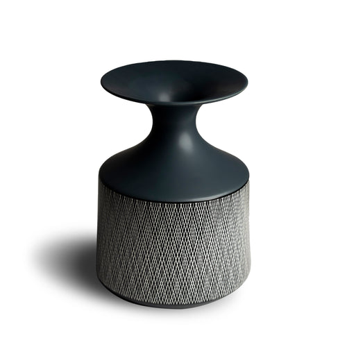 Black Patterned Short Vase