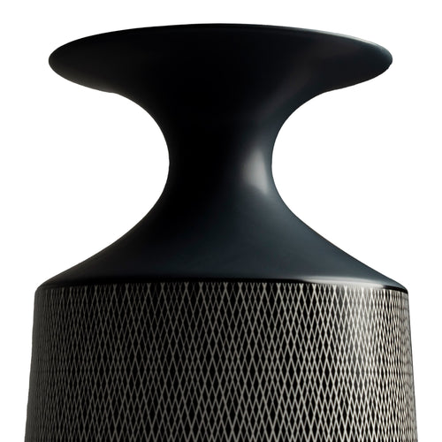 Black Patterned Short Vase