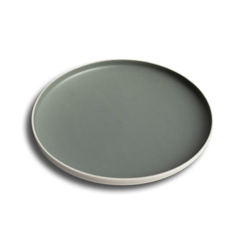 Flat Round Large Ceramic Plate - Grey