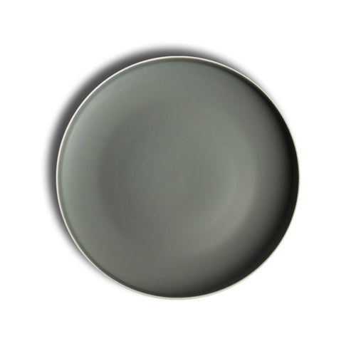 Flat Round Large Ceramic Plate - Grey