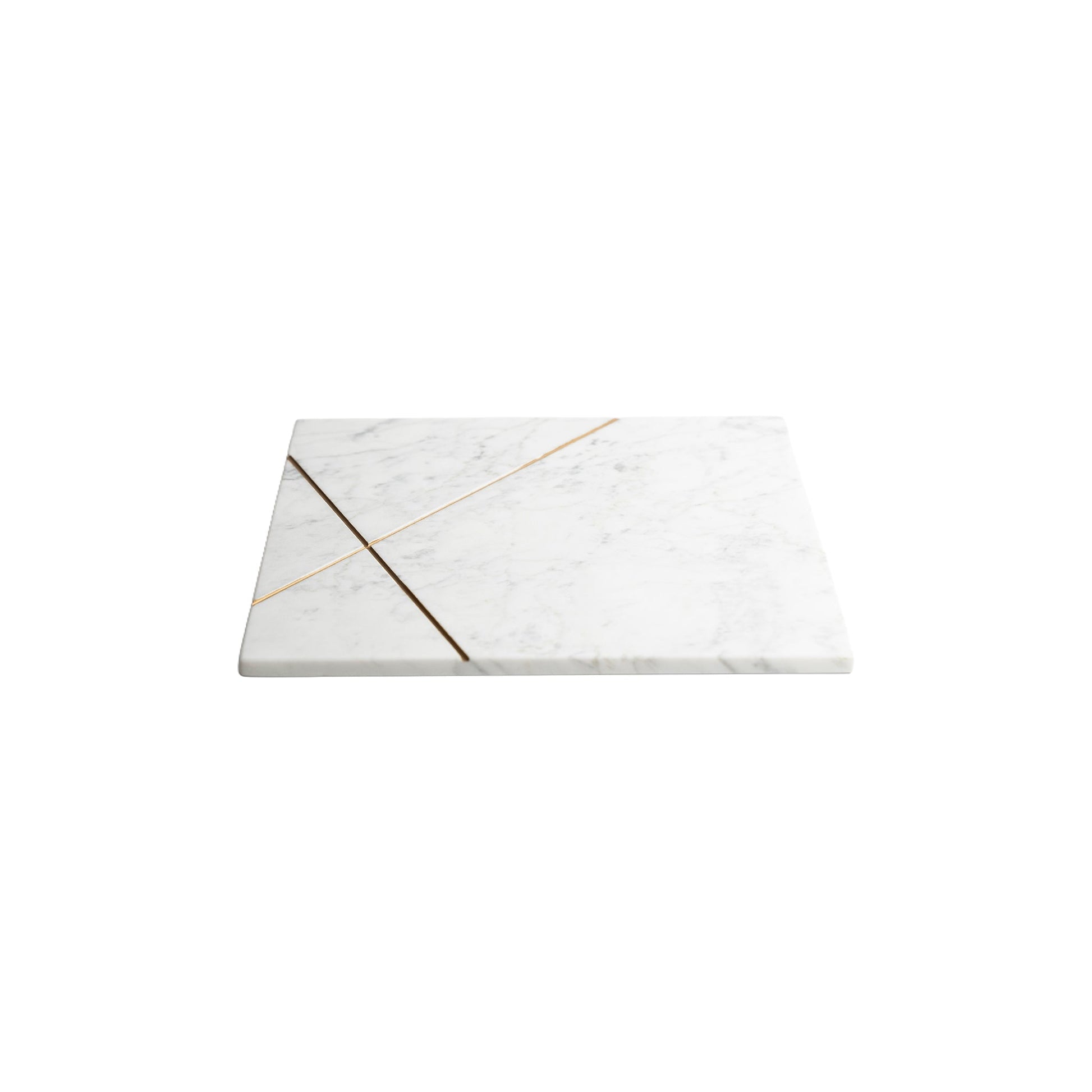 White Marble Platter with Gold Accent Modern Home