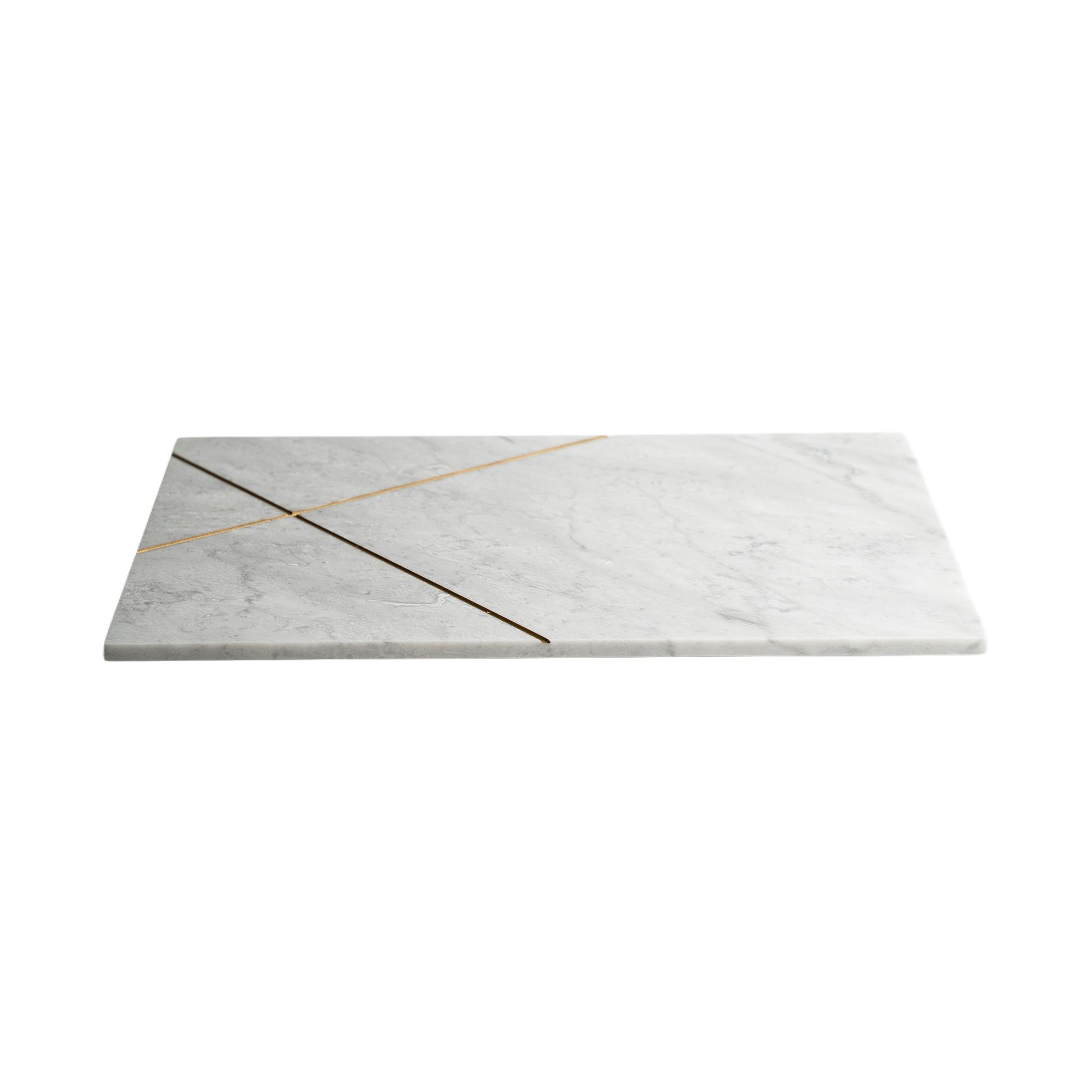 Rectangular Marble Platter with Gold Accent Modern Home